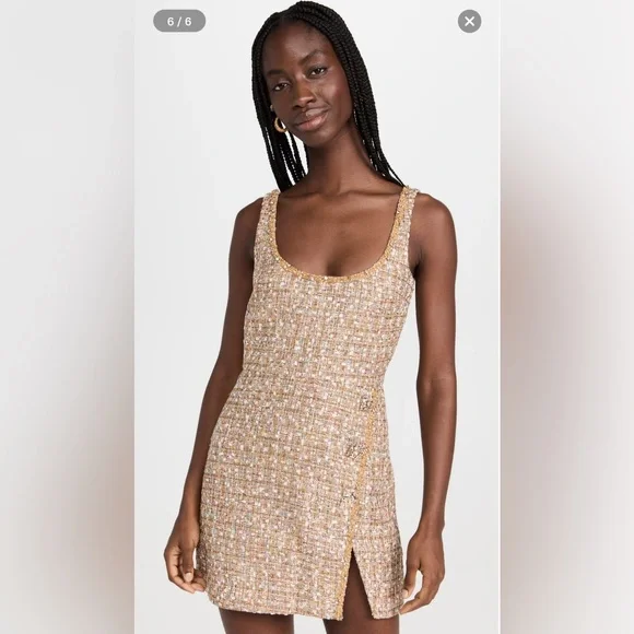 Self-Portrait Gold Tinsel Boucl Tweed Mini Dress size 10